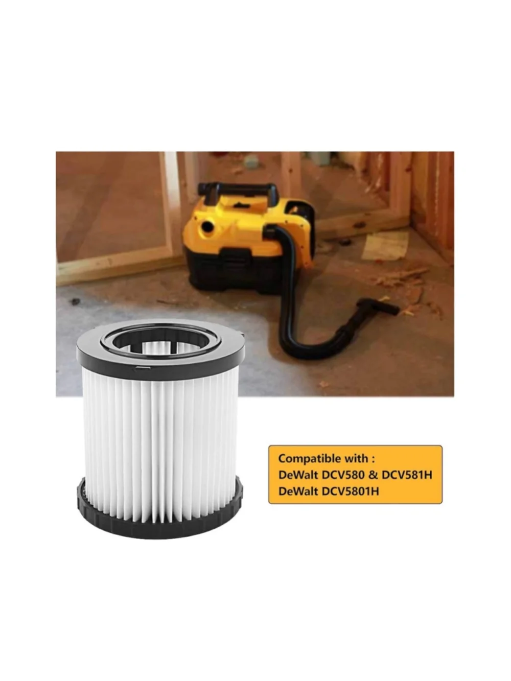 NEW 2 Pk DCV5801H Replacement Filter comp DeWalt DCV580 DCV581H Wet Dry Vacuum